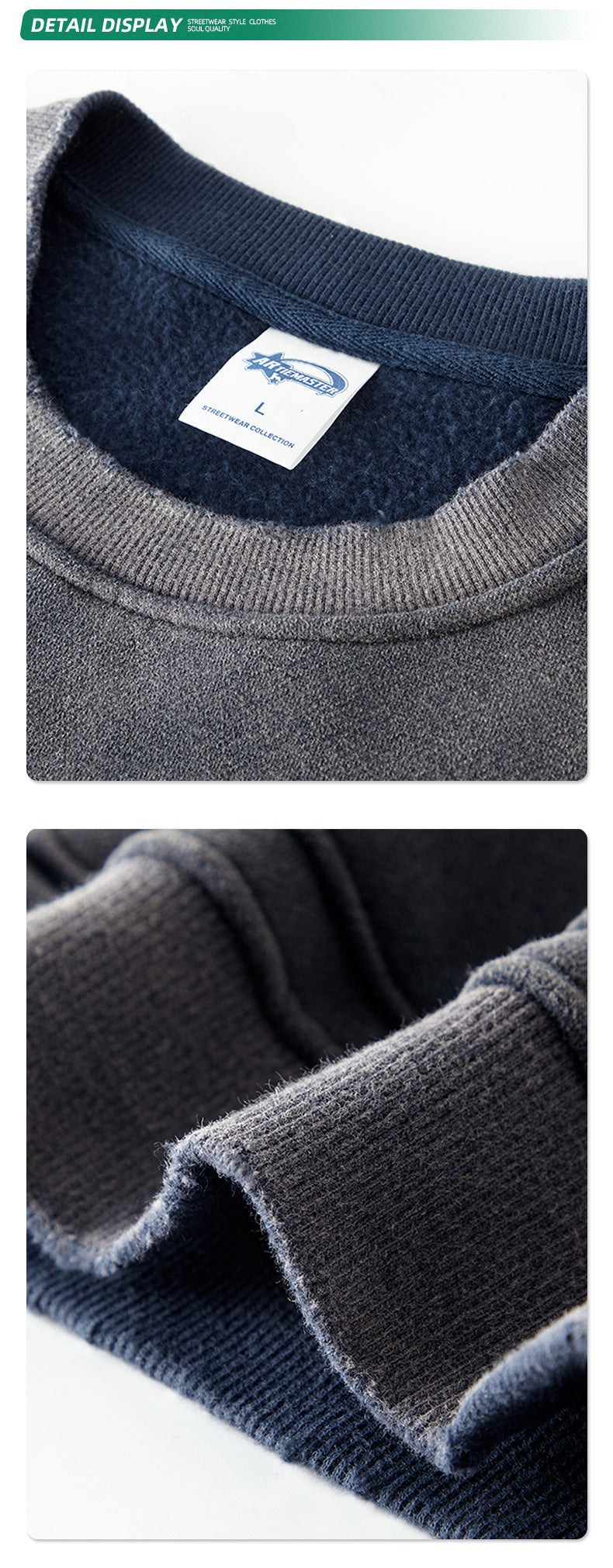 Fleece Lining Spray-dye Damage Oversize Sweatshirt