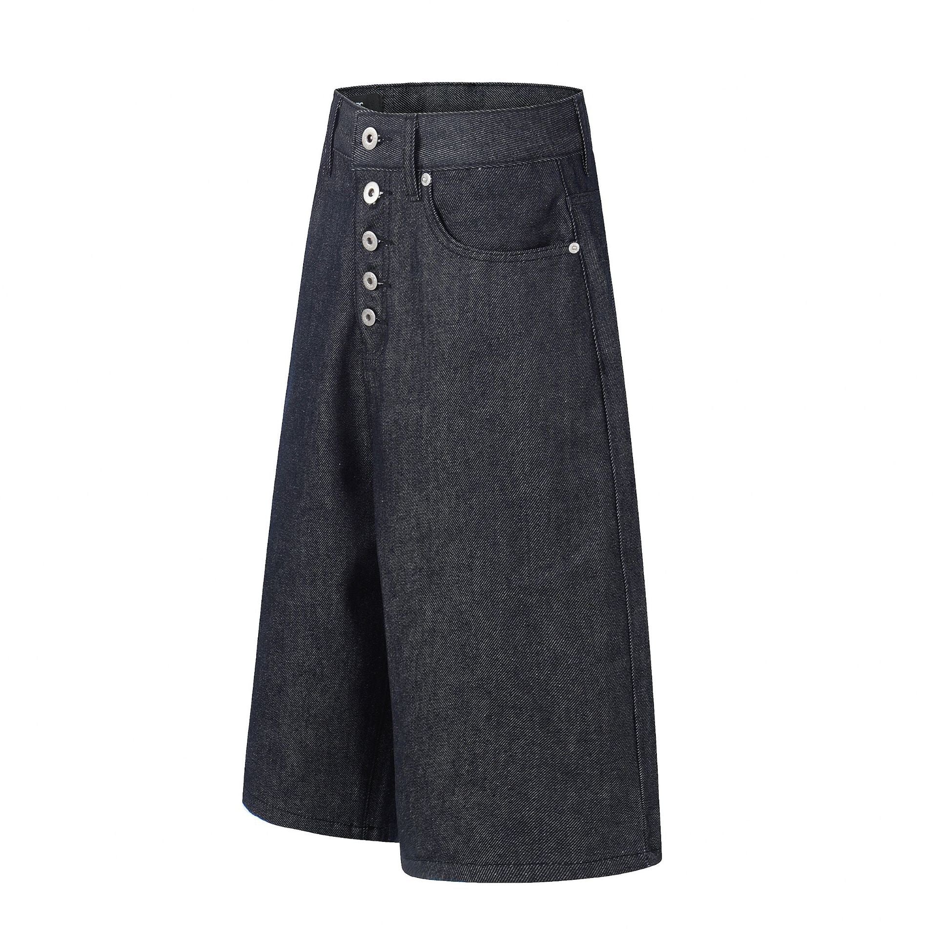Button Fly Wide Leg Jort