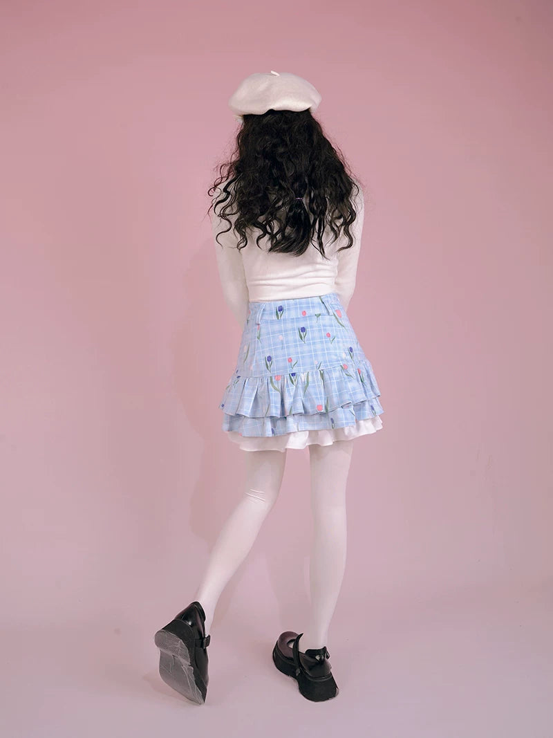 Flower Print Bow Skirt Na8271-K