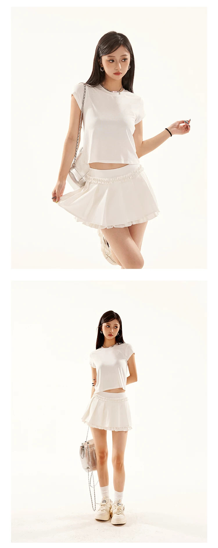 Cropped Round Neck Short Sleeve T-Shirt