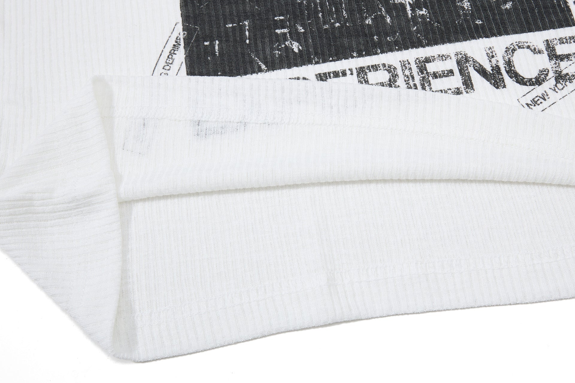Ribbed Graphic Art Print Short Sleeve T-Shirt
