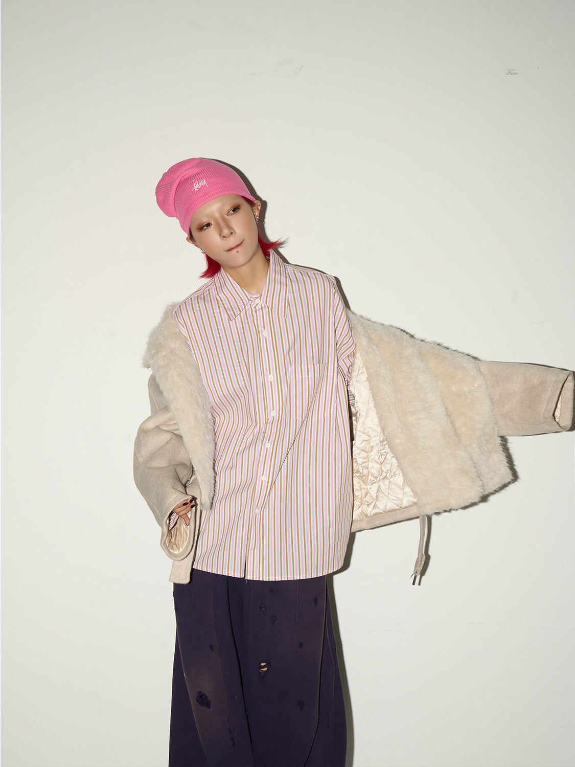 Stripe Oversize Long Sleeve Shirt
