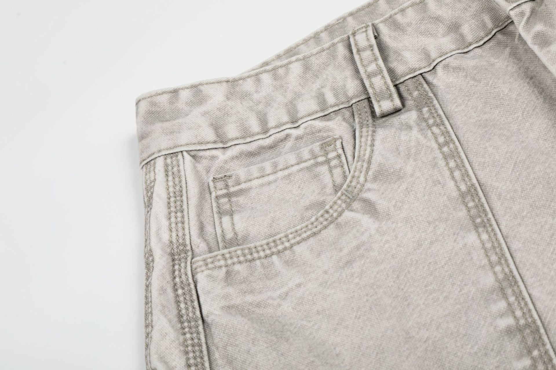 Patch Pocket Washed Wide Leg Denim Jeans
