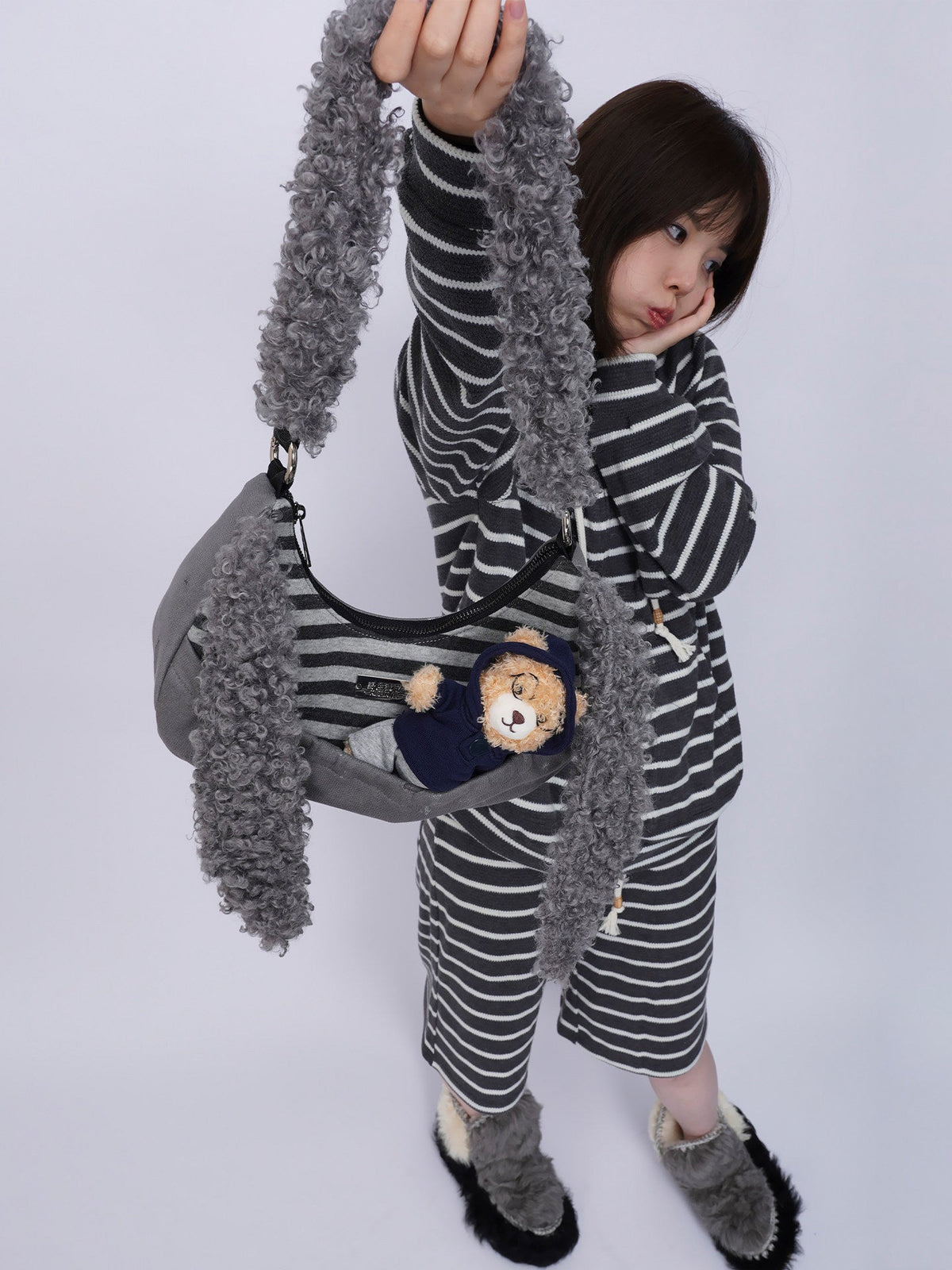 Furry Strap Mini Shoulder Bag