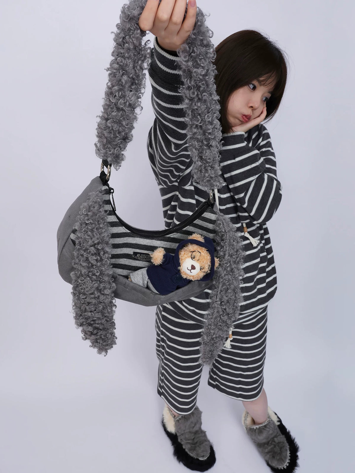 Furry Strap Mini Shoulder Bag