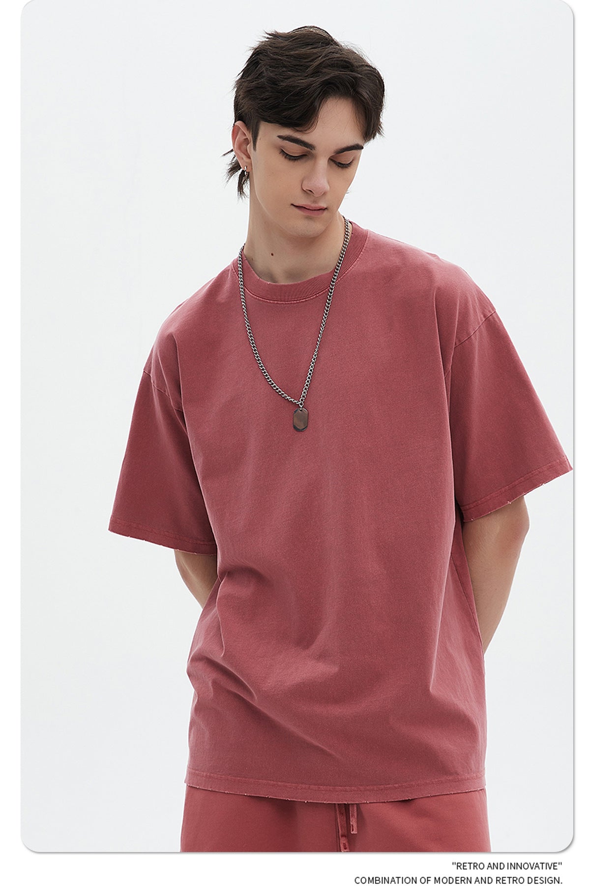 Washed Dyed Oversize Damage Short-sleeve T-shirt & Short Sweatpants Setup