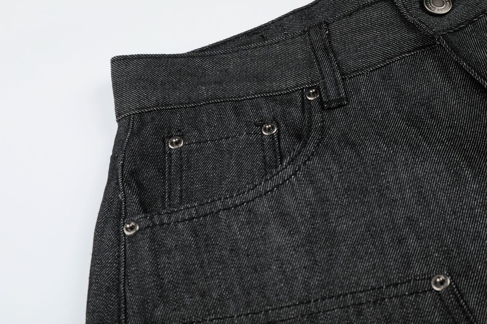 Raw Denim Rivet Wide Leg Jort