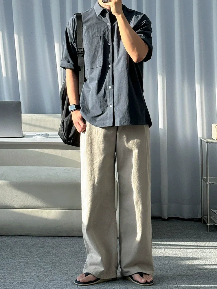 Solid Color Oversize Short Sleeve Shirt