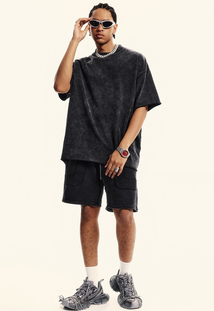 Washed Heavyweight Short Sleeve T-Shirt & Short Sweatpants Setup