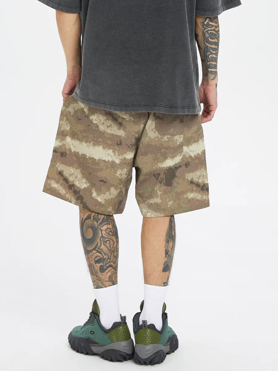 Camouflage Multi-Pocket Straight Cargo Short Pants