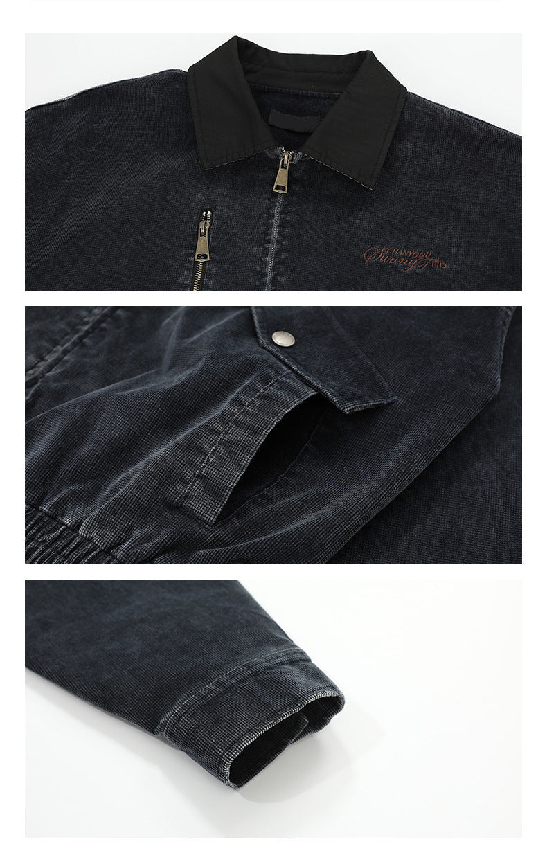 Retro Washed Cargo Denim Jacket