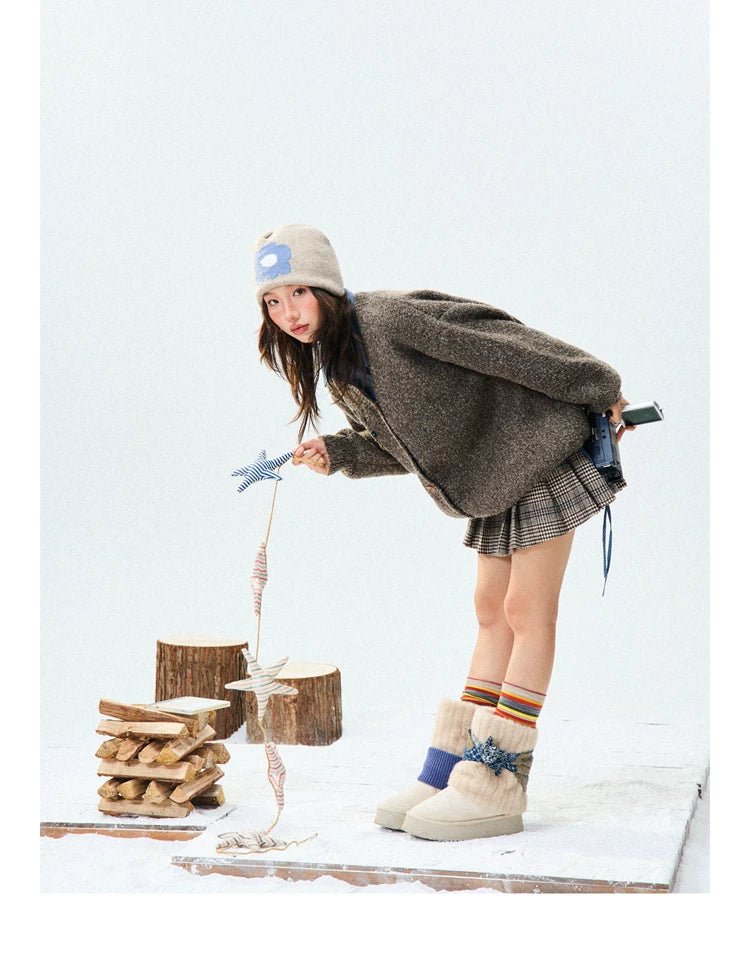 Crew Neck Button-Up Knit Cardigan