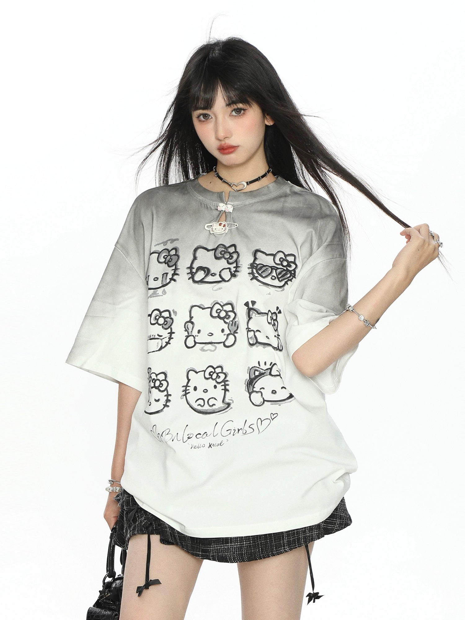 Gradient Hello Kitty Kurzarm-T-Shirt
