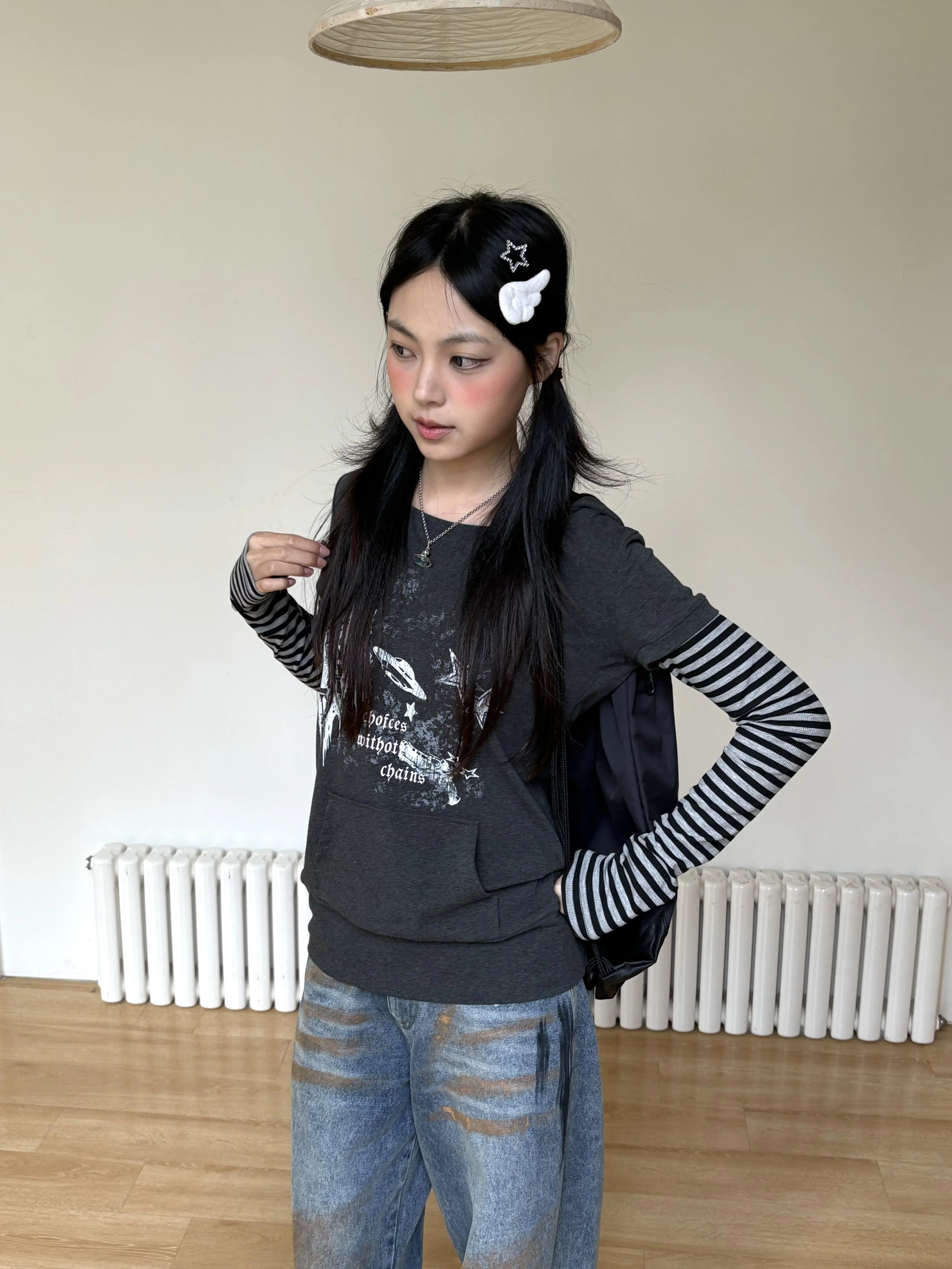 Stripe Patchwork Pullover Hoodie