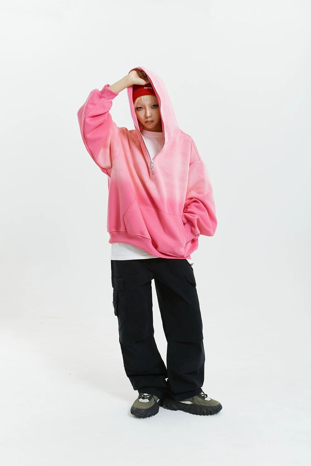 Gradient Half Zip Oversize Hoodie
