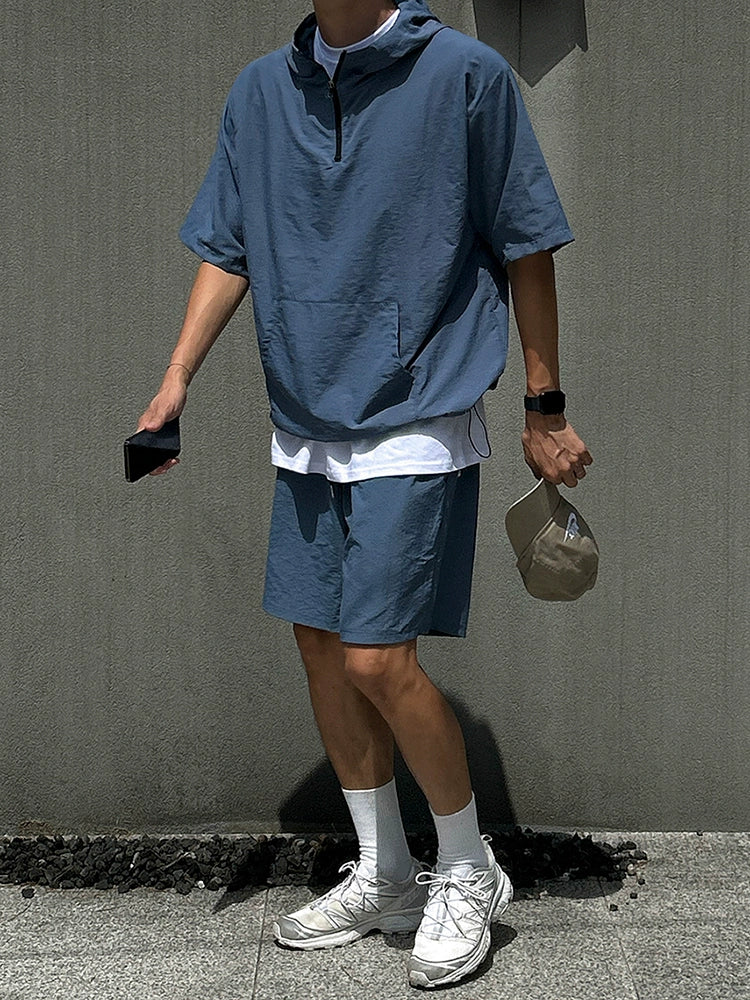 Quick-Dry Short Sleeve Hoodied T-shirt & Straight Short Setup