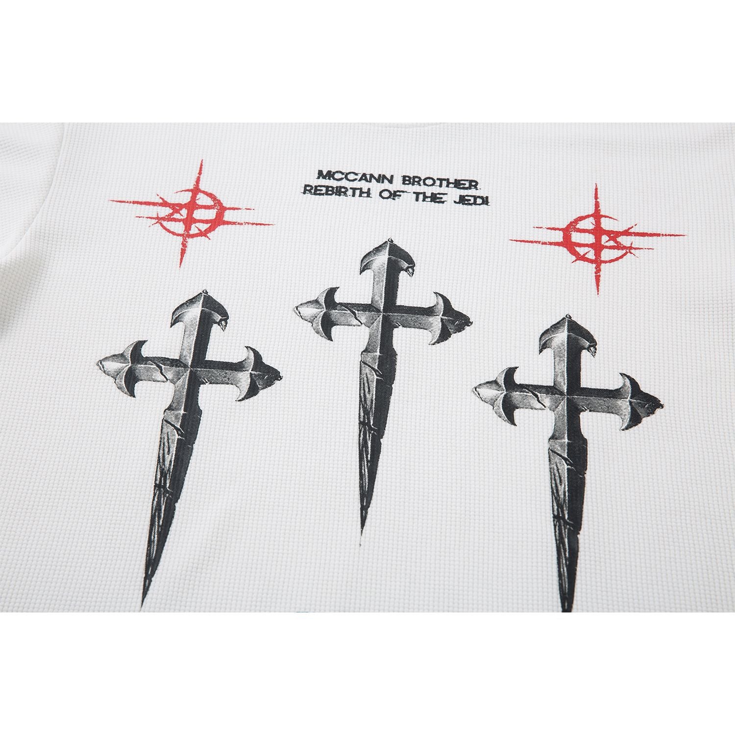 Cross Graphic Print Waffle Long Sleeve T-Shirt