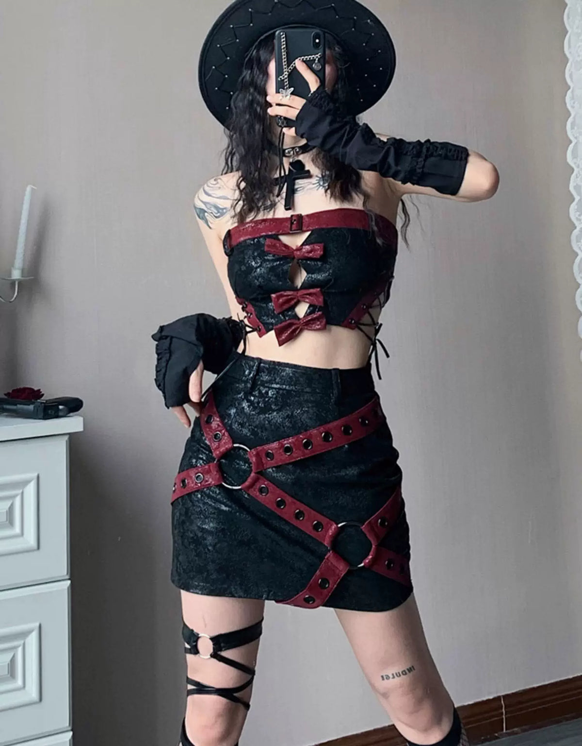 PU Leather Short Skirt