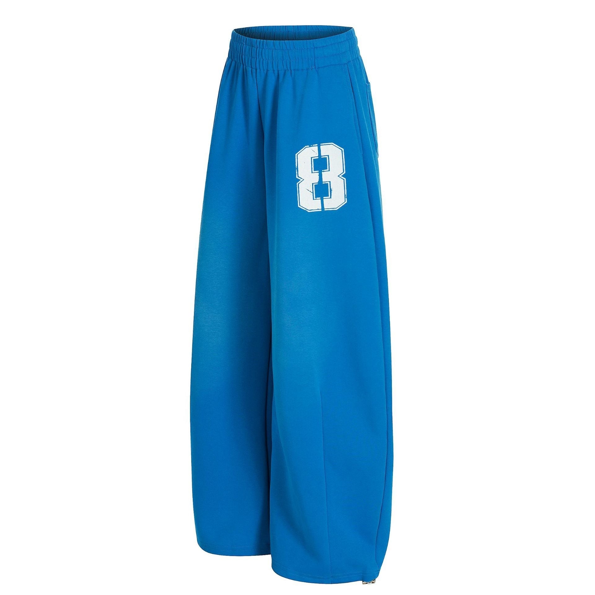Letter Print Deconstruction Wide Leg Barrel Sweatpants