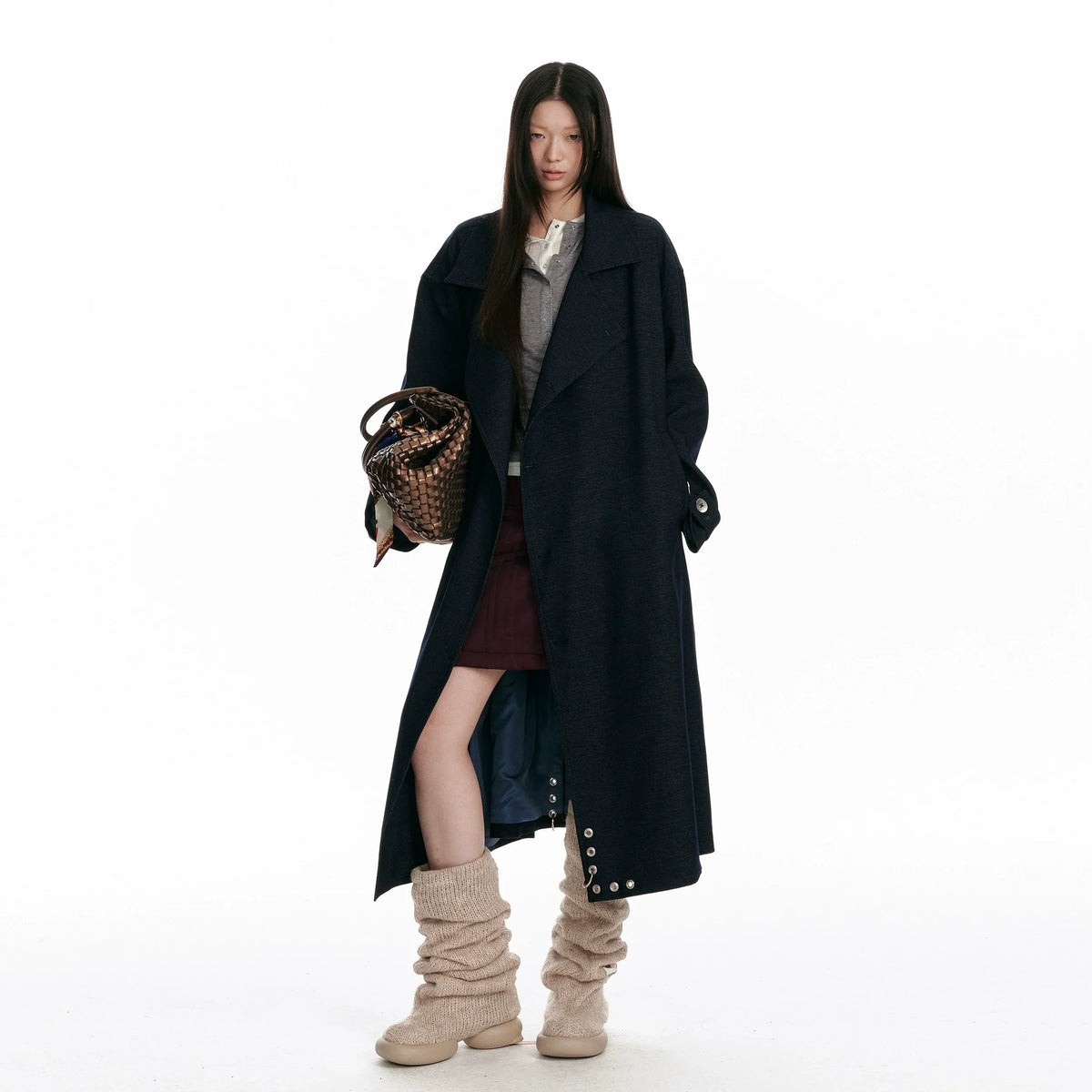 Double-Breasted Large Lapel Long Coat
