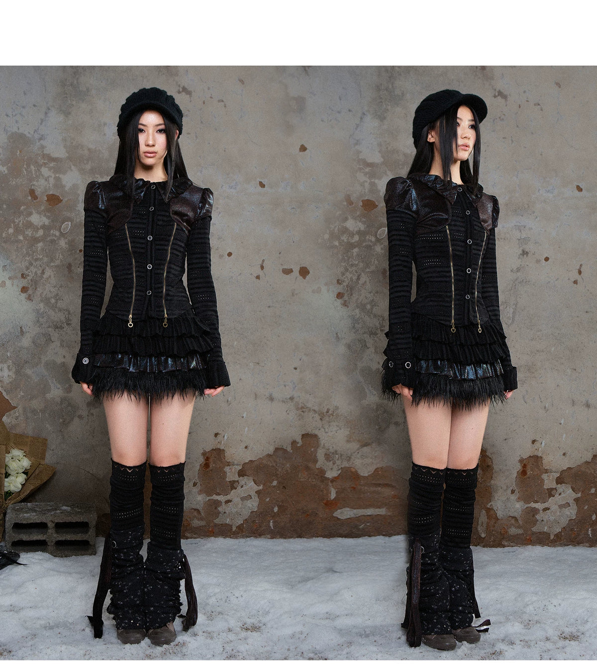 Puff Collar Fitted Long Sleeve Shirt