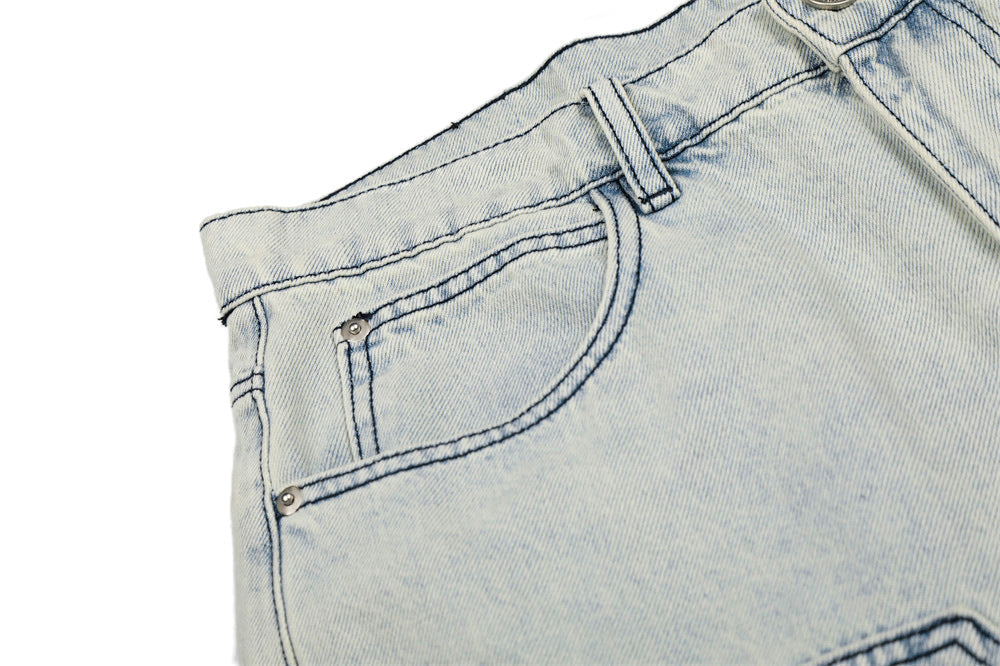 Acid-Washed Wide-Leg Cargo Shorts