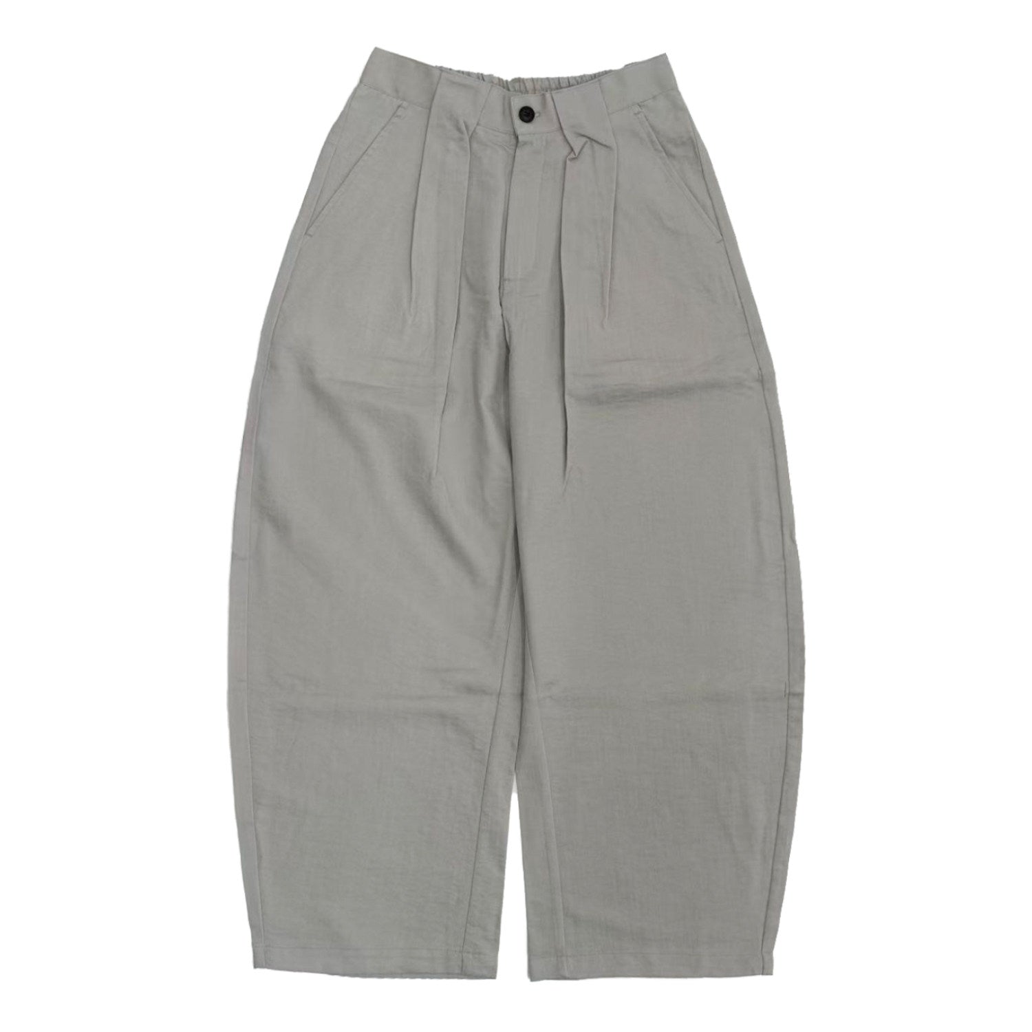 Pleats Elastic Waist Wide Leg Trousers