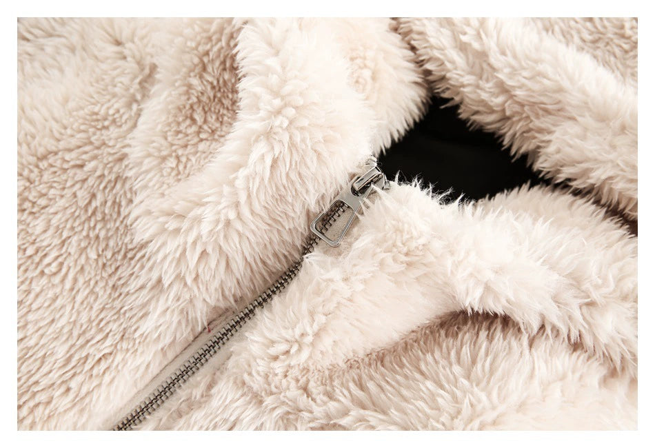 Veste en fourrure à capuche avec oreilles de lapin