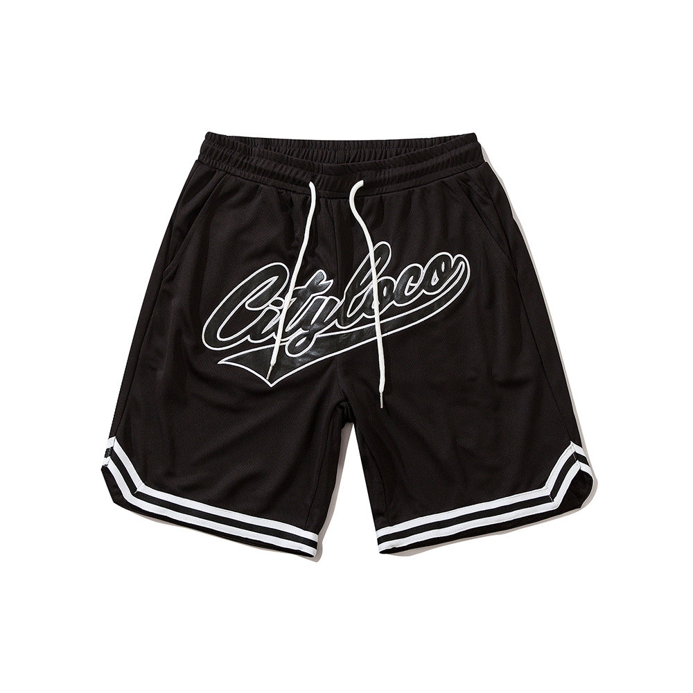 Letter Embroidered Basketball Shorts