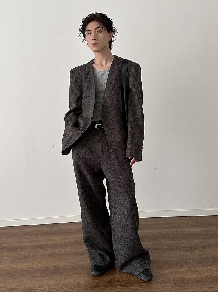 Shoulder Pad Tailored Jacket & Wide Leg Trousers Setup
