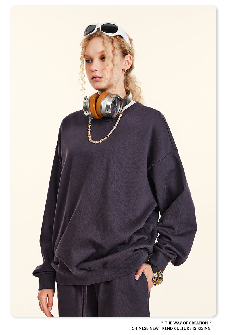 Oversize Heavyweight Basic Round Neck Sweatshirt
