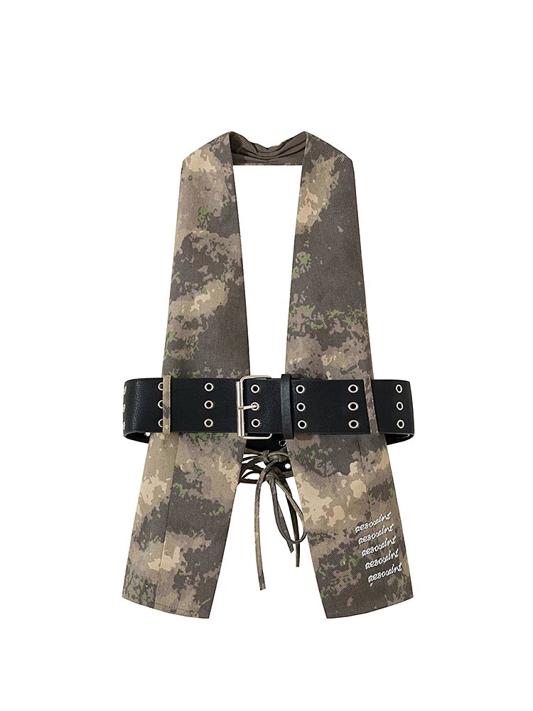 Camouflage Backless Vest & Adjustable Belt