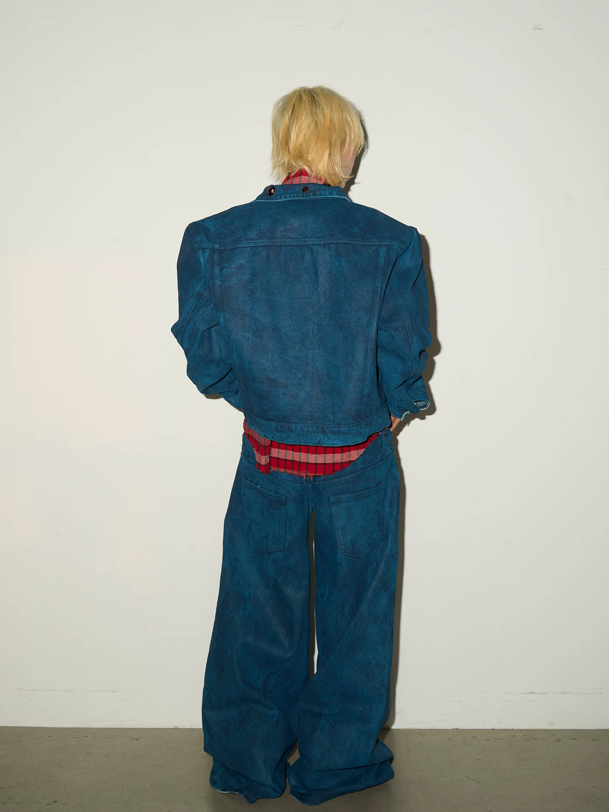 Washed Denim Jacket & Double Waist Wide Leg Denim Jeans Setup