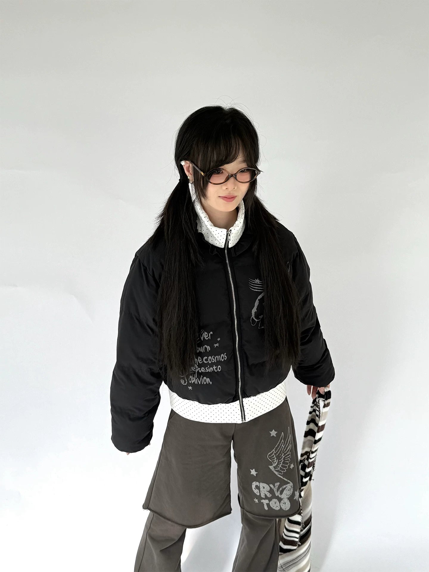 Fake Layered Half Flare Low Rise Pants