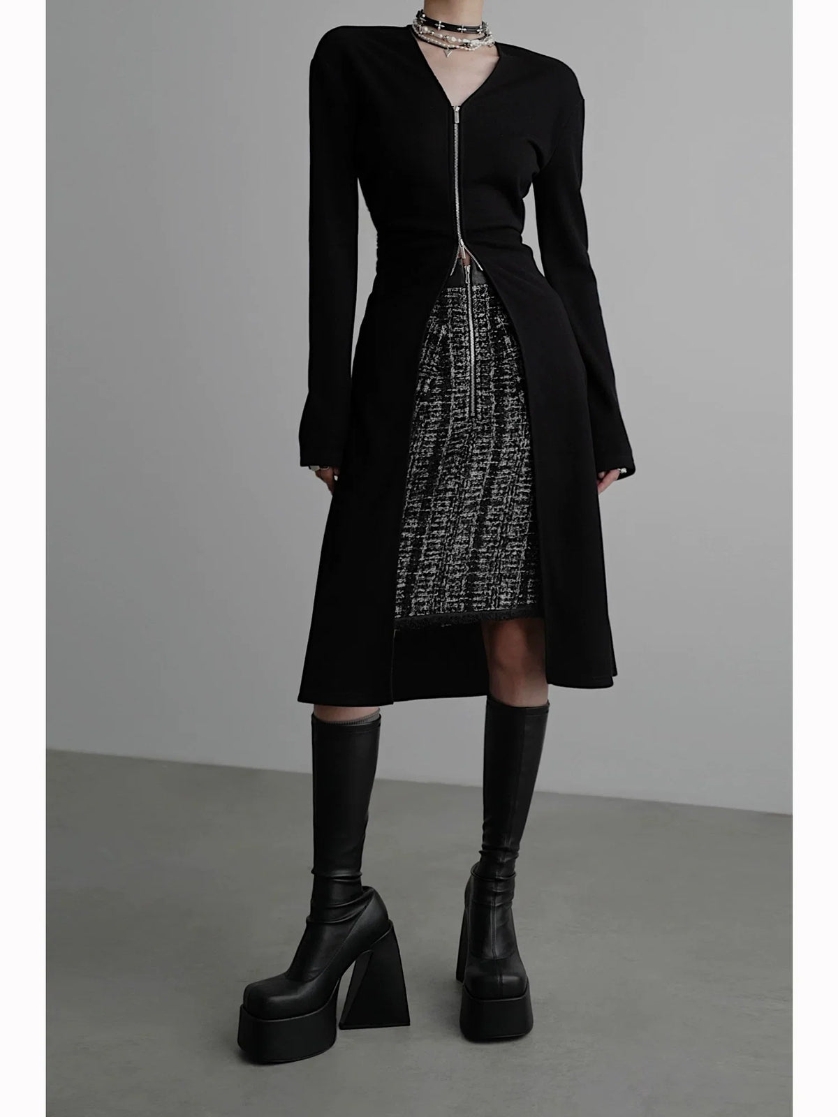 Gilet long en maille zippé