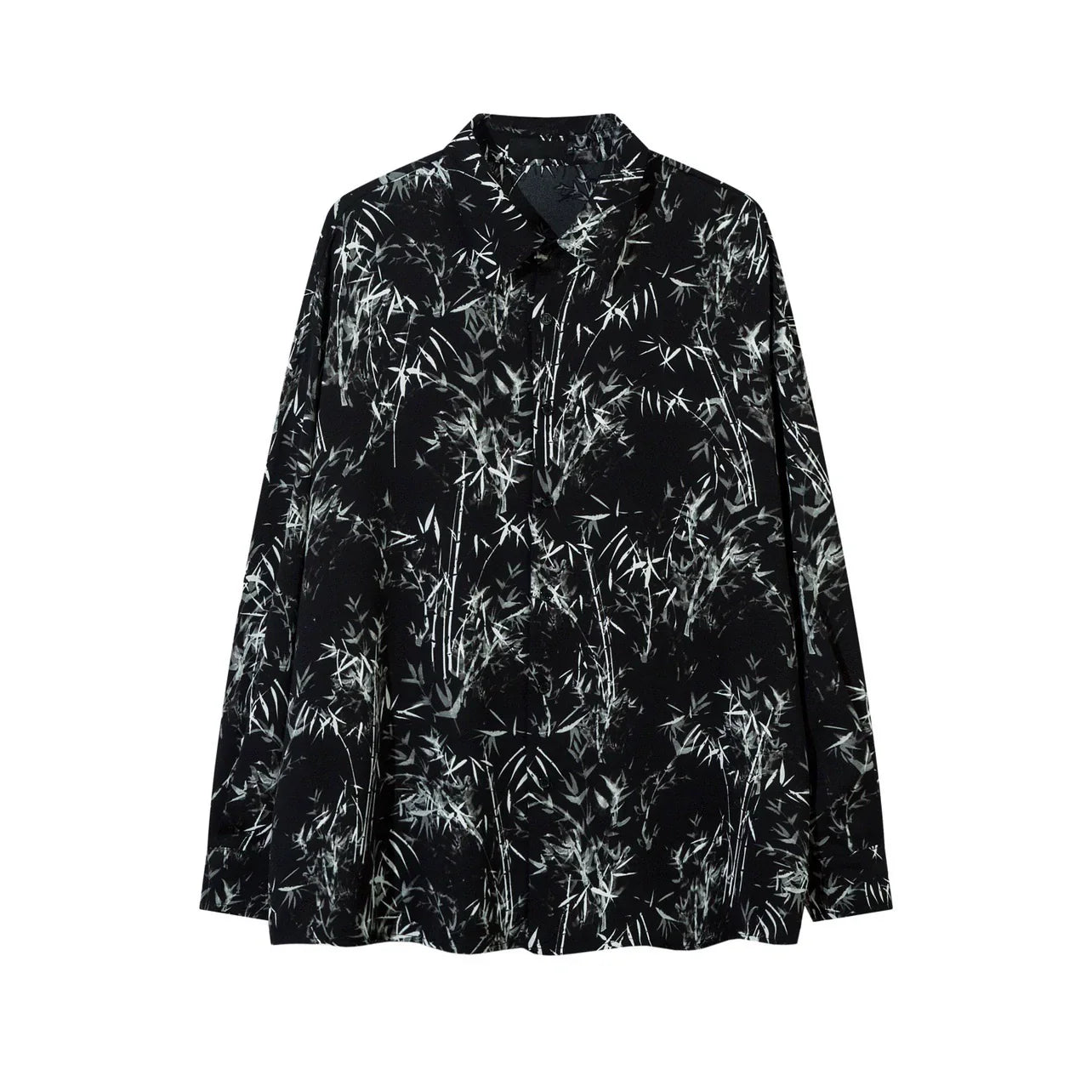Bamboo Print Oversize Long Sleeve Shirt