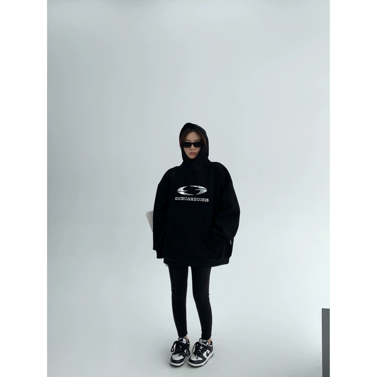 Silver Logo Print Oversized Hoodie