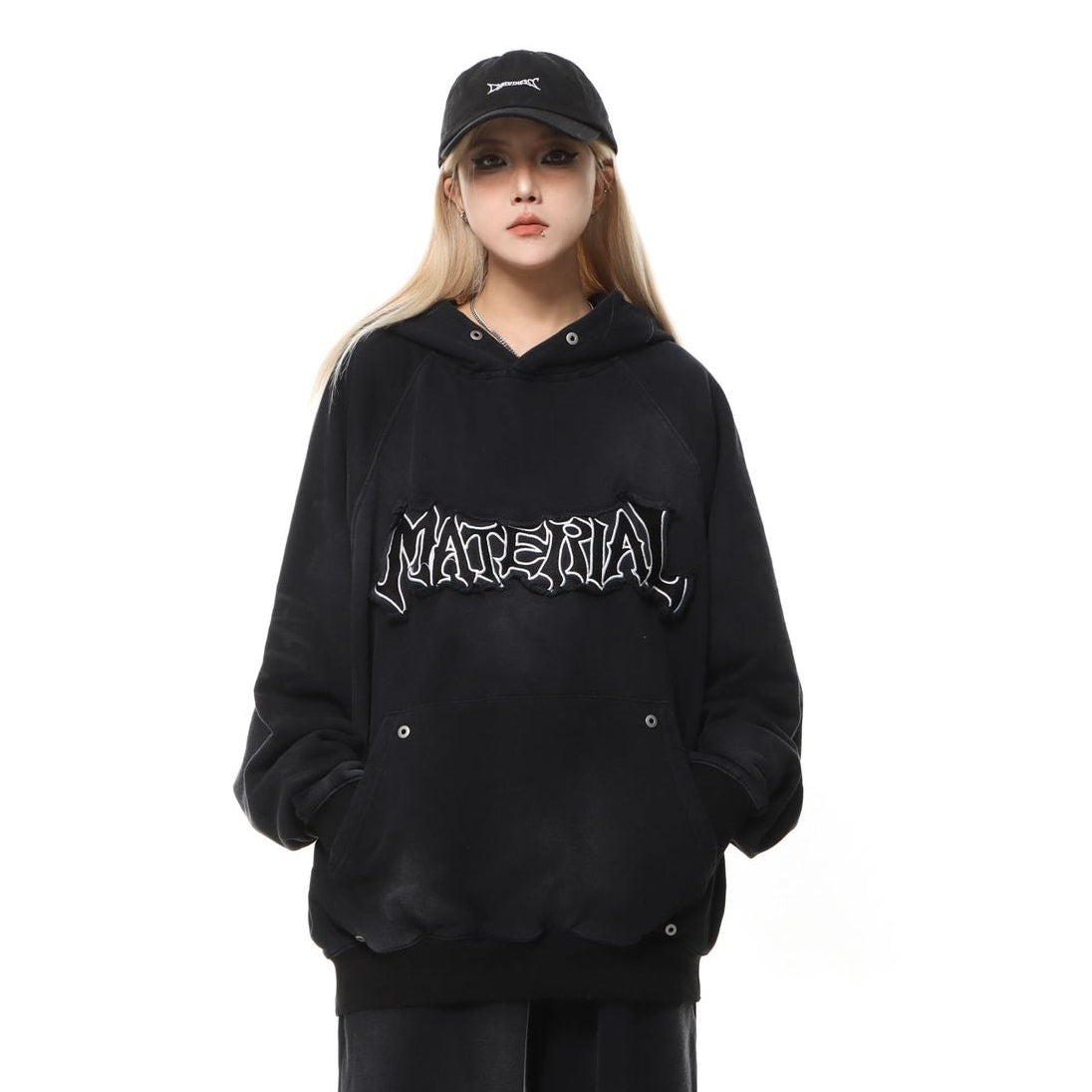 Heavyweight Washed Patch Embroidery Pullover Hoodie