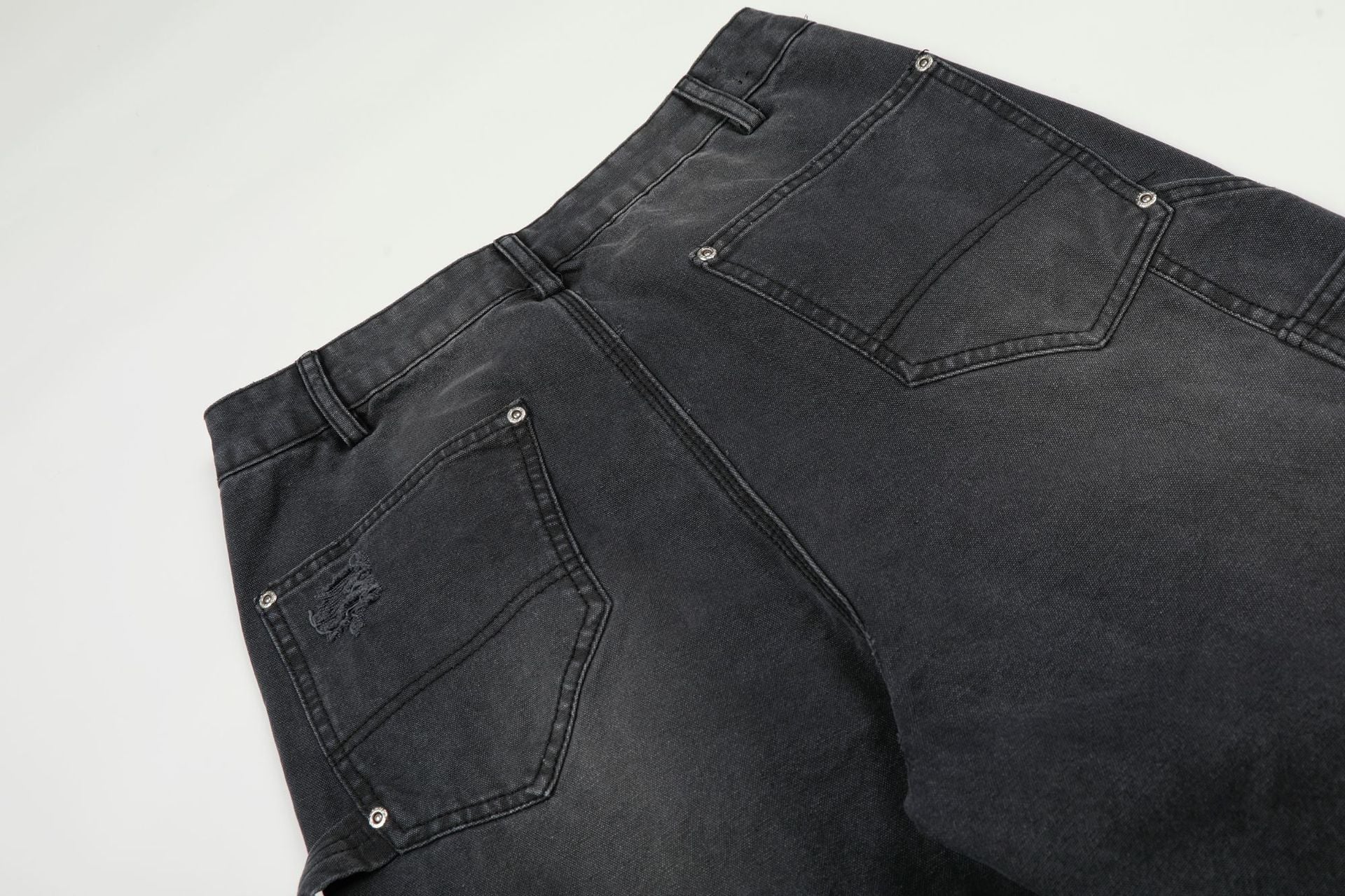 Washed Damage Wide Leg Denim Jeans