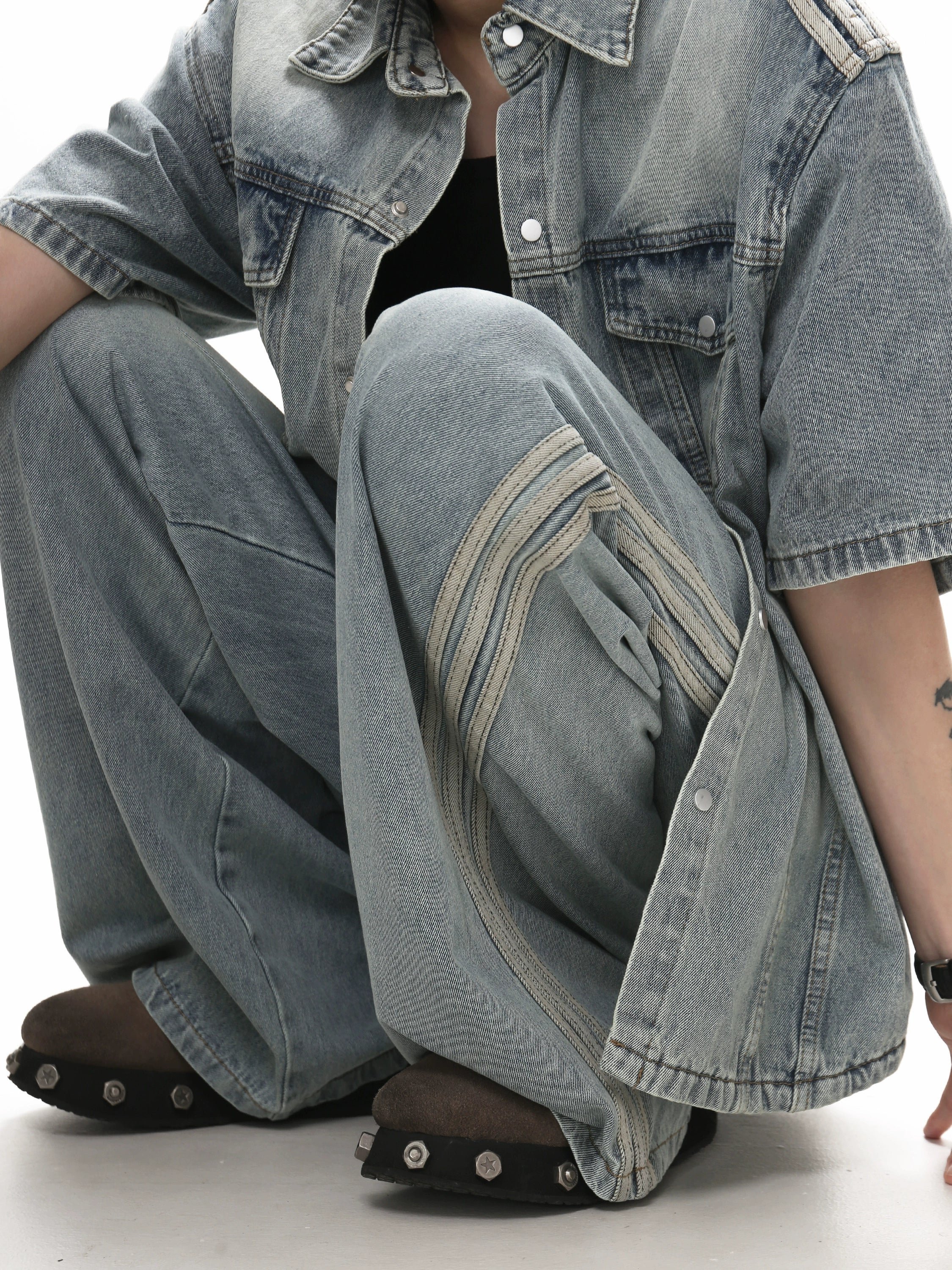 Wash Oversize Short Sleeve Denim Shirt