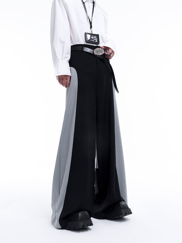 Contrast Color Tailored Jacket & Wide-leg Trousers Setup