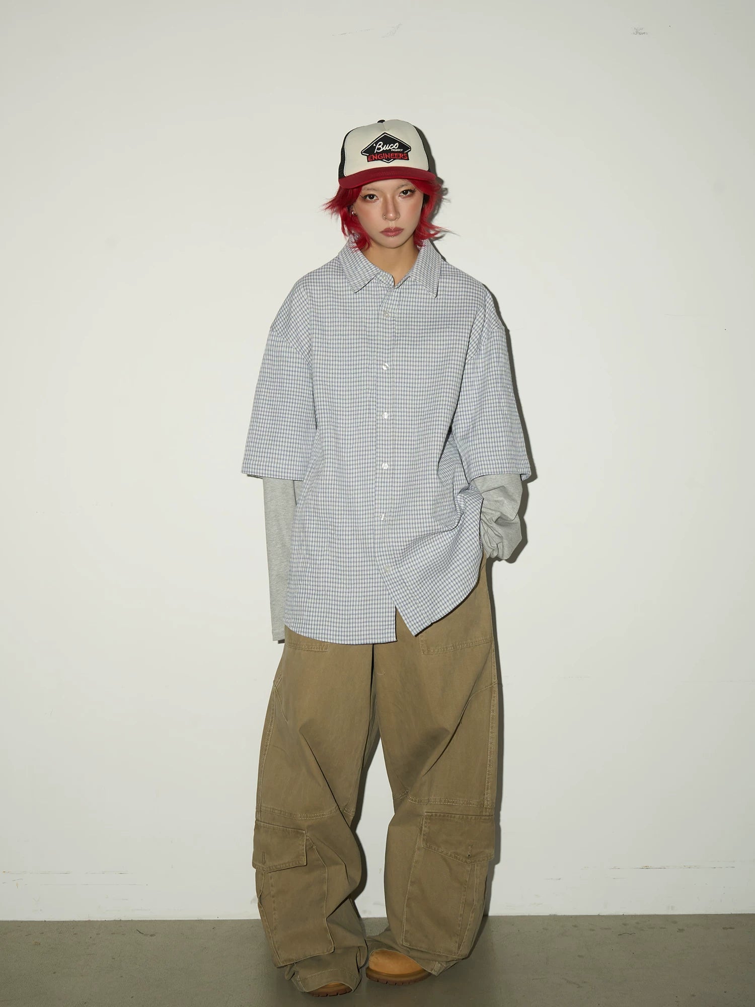 Fake Layered Hooded Jacket & Multi Pocket Cargo Pants Setup