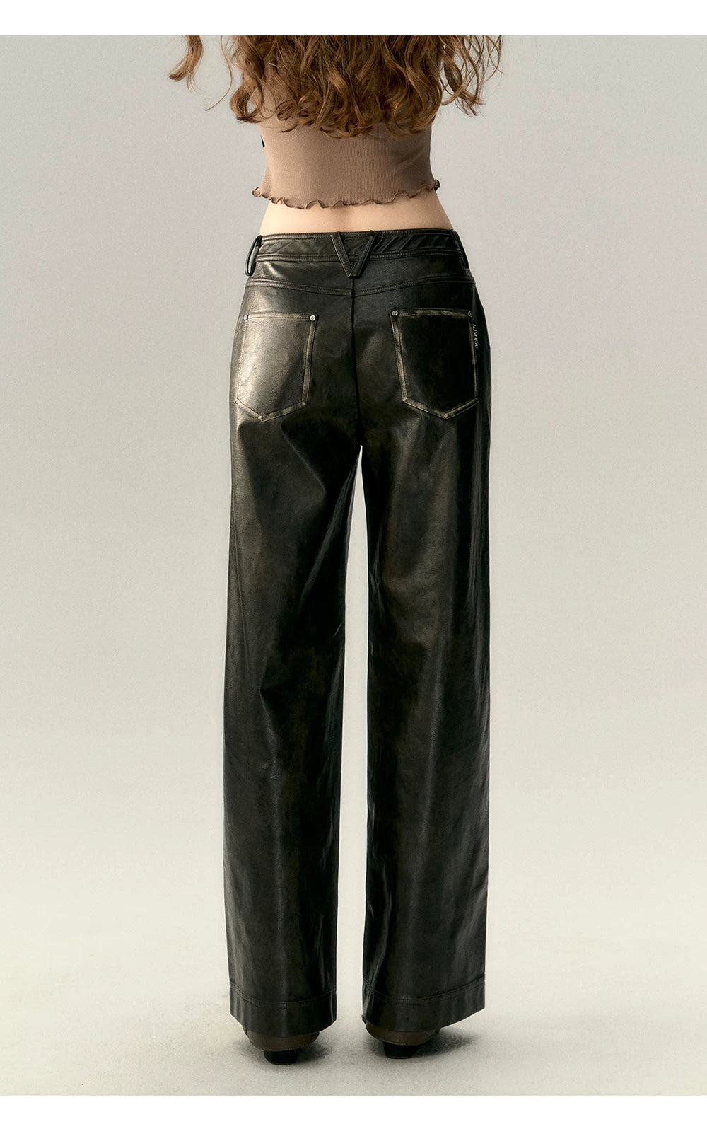 PU Leather Straight Leg Pants
