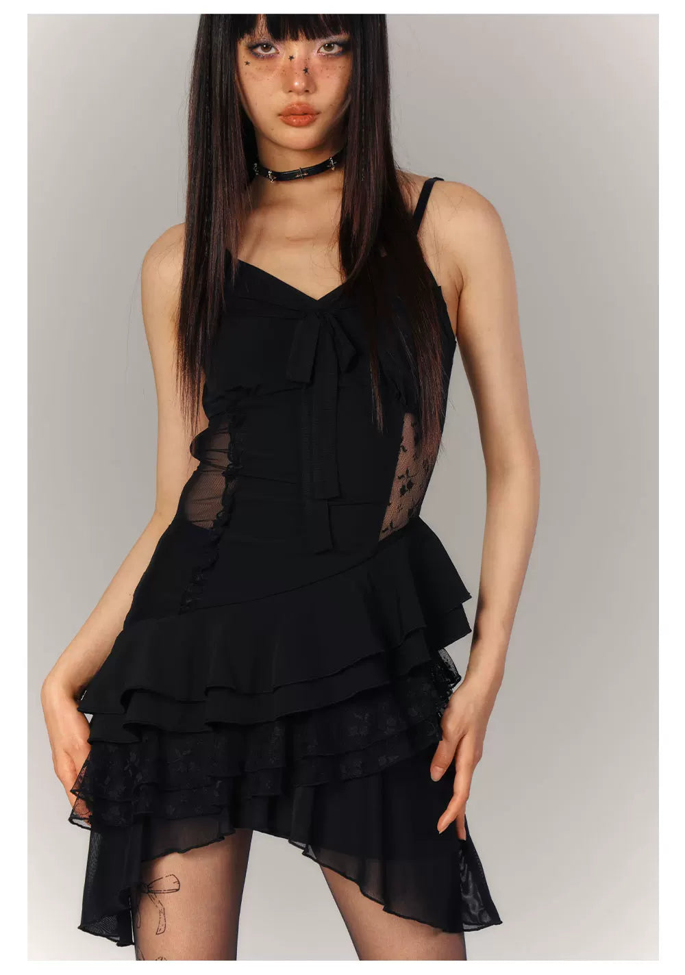 Lace Asymmetrical Layered Fitted Dress