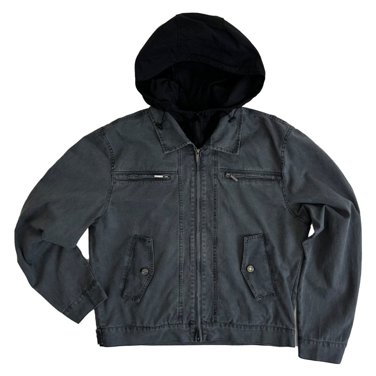 Fake Layered Hooded Jacket & Multi Pocket Cargo Pants Setup