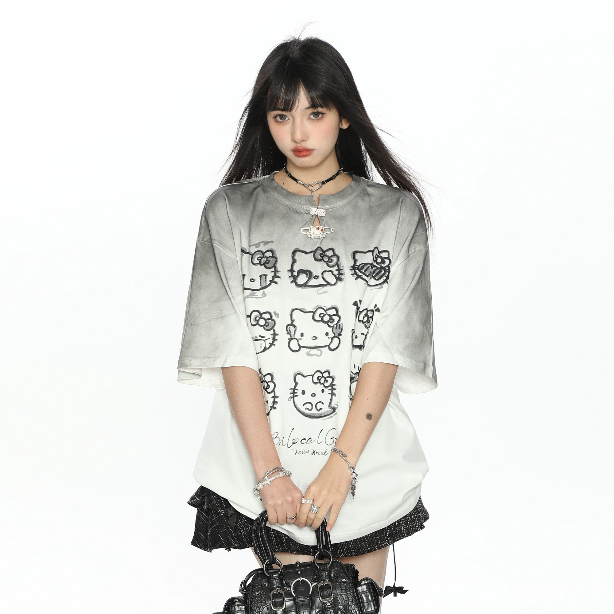 Gradient Hello Kitty Kurzarm-T-Shirt