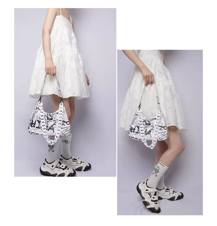 Graphic Design Chain Shoulder Bag