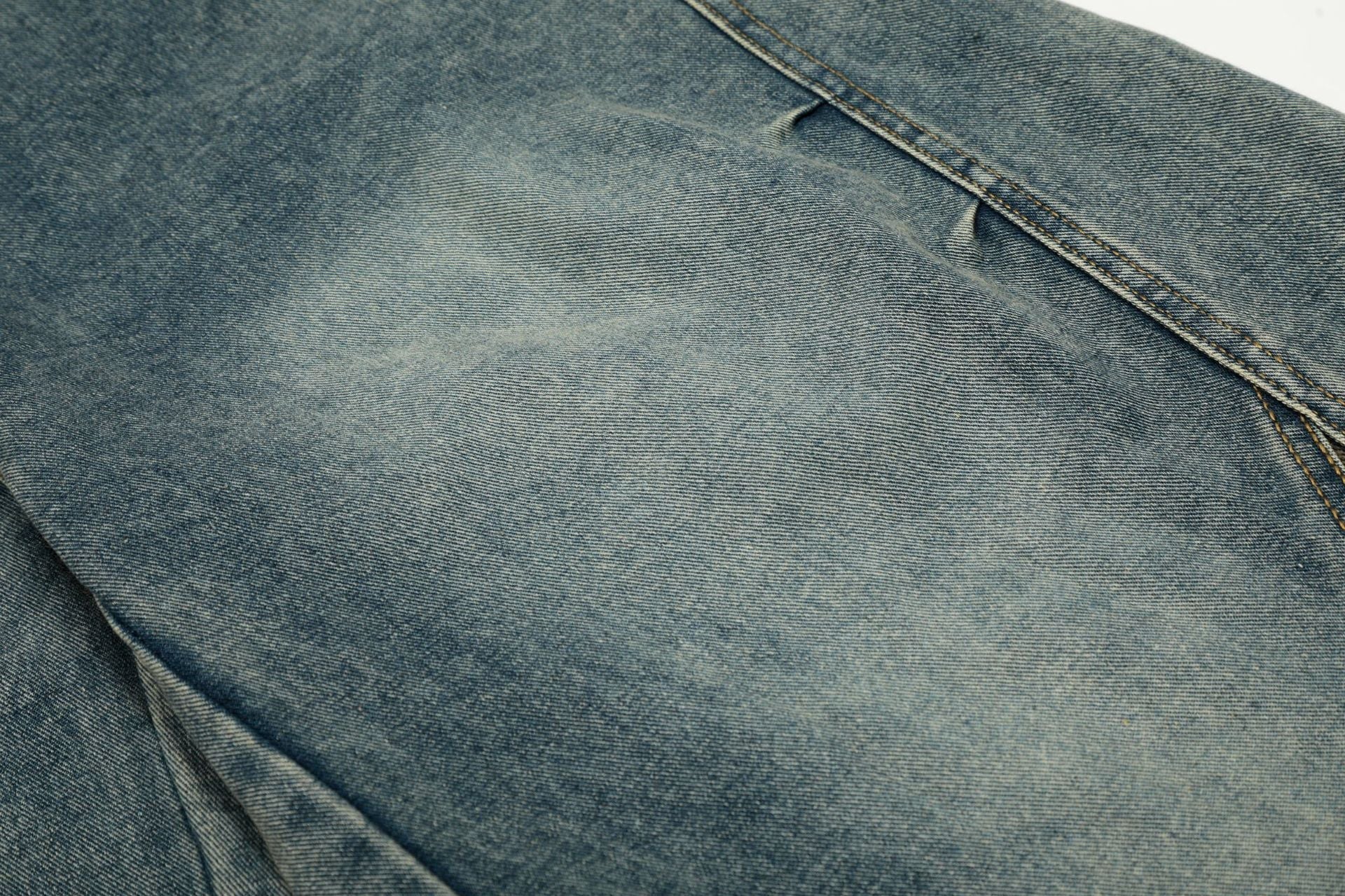 Washed Leopard Panel Curved Denim Jeans