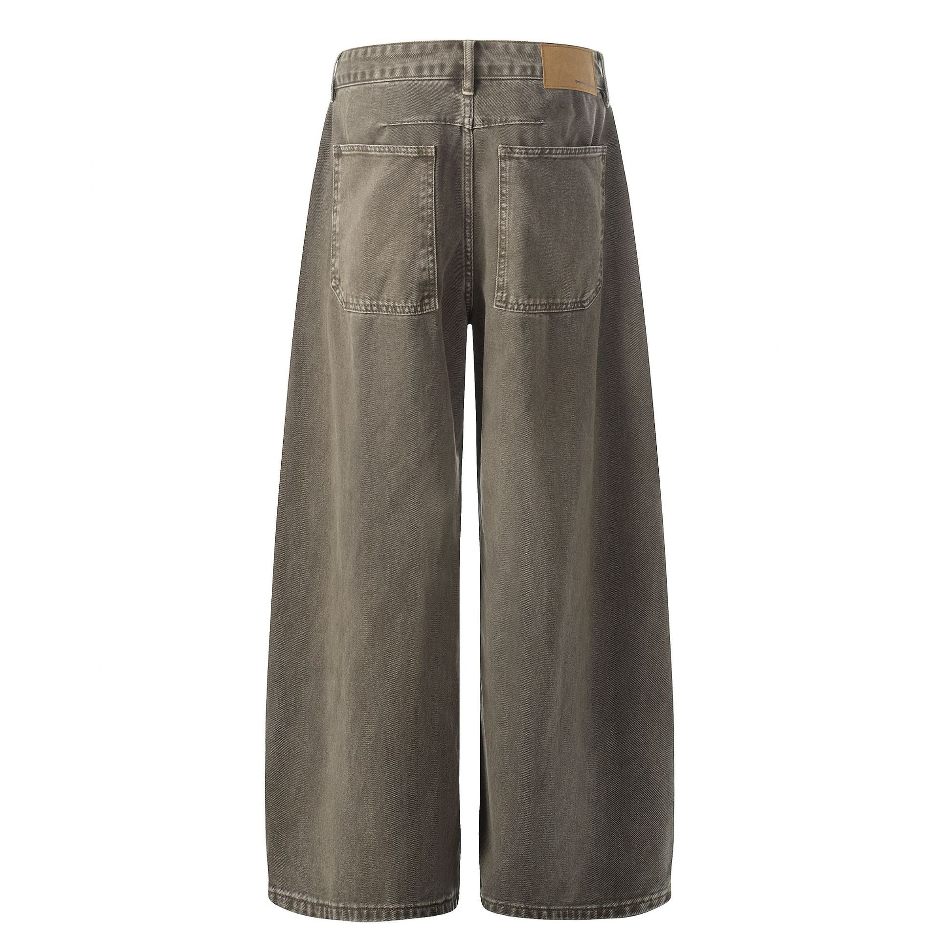 Multi-Button Pleats Wide Leg Barrel Denim Jeans