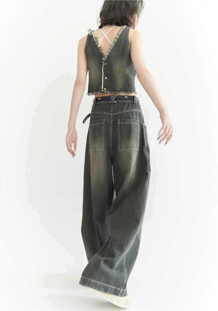 Wide-Leg Buggy Denim Jeans
